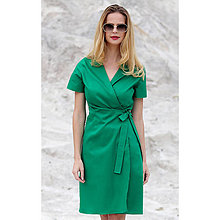 Šaty - Kelly - zelené, zavinovacie šaty, krátky rukáv - 16529373_