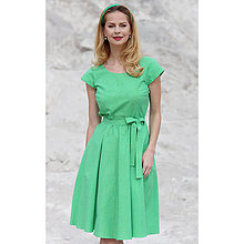 Šaty - Lola - retro šaty s kolovou sukňou, zelené - 16529439_