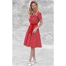 Šaty - Colette - retro košeľové šaty, červené - 16529546_