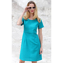 Šaty - Sienna - ľanové A-čkové šaty, smaragdová - 16529576_