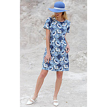 Šaty - Mia - puzdrové ľanové šaty, modré - 16529770_