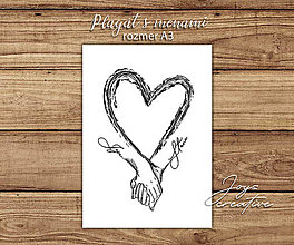 Papiernictvo - Personalizovaný plagát srdce s rukami a menami - 16528475_