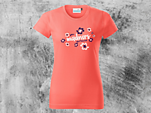 Topy, tričká, tielka - FLOWERS ORIGINALS dámske tričko korálová - 16527830_