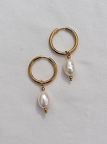Náušnice - Kruhové náušnice s barokovými perlami, 2v1 - 16528826_