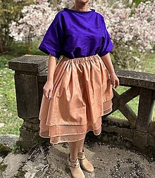 Sukne - Hodvábna sukňa Peach fuzz - 16527684_