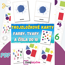 Hračky - Trojzložkové karty - Farby, tvary a čísla do 10 - 16528223_