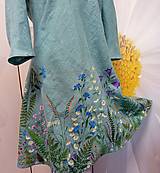 Šaty - Ručne maľované ľanové šaty " Bylinková lúka na mentolovej " - 16530315_