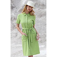 Šaty - Hazel - košeľové ľanové šaty, zelené - 16529925_