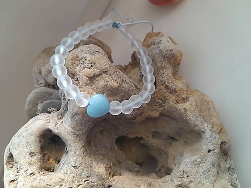 Náramky - Shamballa náramok s minerálmi (Modrý chalcedón+ matný krištáľ, č 3974) - 16530898_