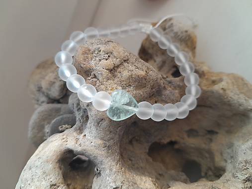 Náramky - Shamballa náramok s minerálmi (Fluorit+matný krištáľ, č. 3975) - 16530912_