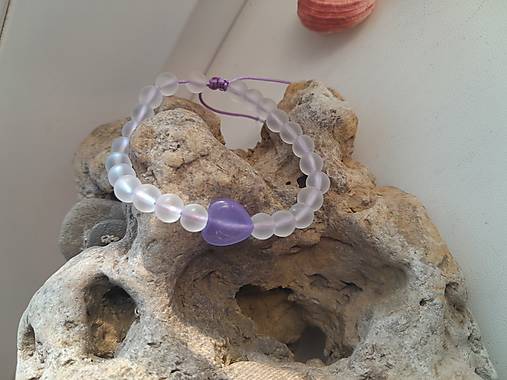 Náramky - Shamballa náramok s minerálmi (Ametyst+matný krištáĺ, č. 3976) - 16530927_