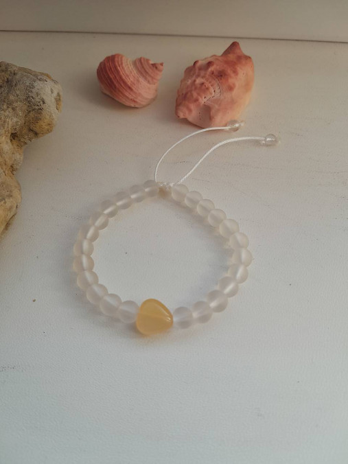Shamballa náramok s minerálmi (Žltý jadeit+matný krištáľ, č. 3977)