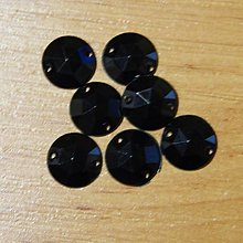 Iný materiál - 12mm našívacie kamienky kruhové povrch 6hran do špicata (čierne) - 16529999_