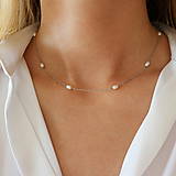 Náhrdelníky - Strieborný minimalistický náhrdelník s perlami - 16530628_