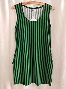 Šaty - Dámské ramínkové šaty zelený pruh-S/M - 16531246_