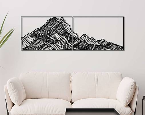 Viacdielny drevený obraz Hory