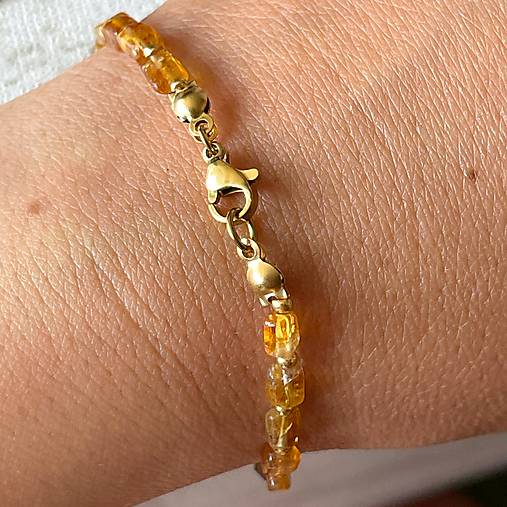 Citrine Bracelet Stainless Steel / Náramok citrín, oceľ E032