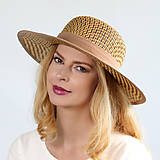 Čiapky, čelenky, klobúky - Royko- letný slamený klobúk, hnedý - 16532701_