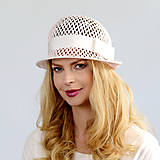 Čiapky, čelenky, klobúky - Cleo - vypletaný letný cloche klobúk, bledo ružový - 16532703_