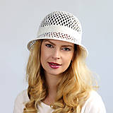 Čiapky, čelenky, klobúky - Effi- vypletaný letný cloche klobúk, bledo modrý - 16532714_