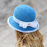 Čiapky, čelenky, klobúky - Effi - letný cloche klobúk, modrý - 16532718_