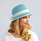 Čiapky, čelenky, klobúky - Effi- letný cloche klobúk, azúrovo modrý - 16532721_