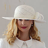 Čiapky, čelenky, klobúky - Izumi - veľký vypletaný letný klobúk, biely - 16534098_