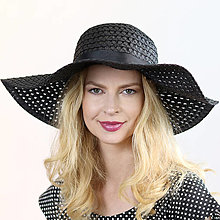 Čiapky, čelenky, klobúky - Eleanor - veľký klobúk, čierny - 16532419_
