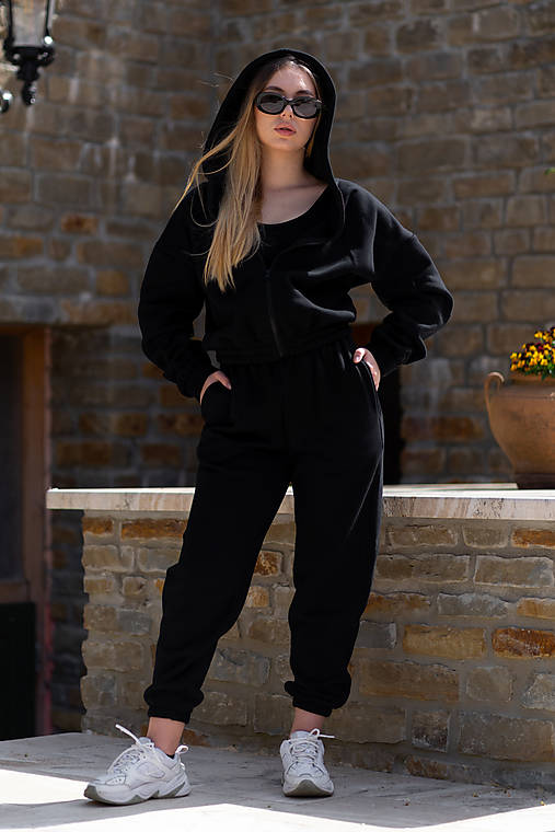 Mikiny - Dámska mikina na zips MINX BLACK - 16531732_