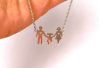 Náhrdelníky - Strieborný náhrdelník "Rodina s dcérkou" - 16533239_