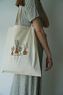 Nákupné tašky - Vyšívaná plátená taška s kvetinami - 16533444_