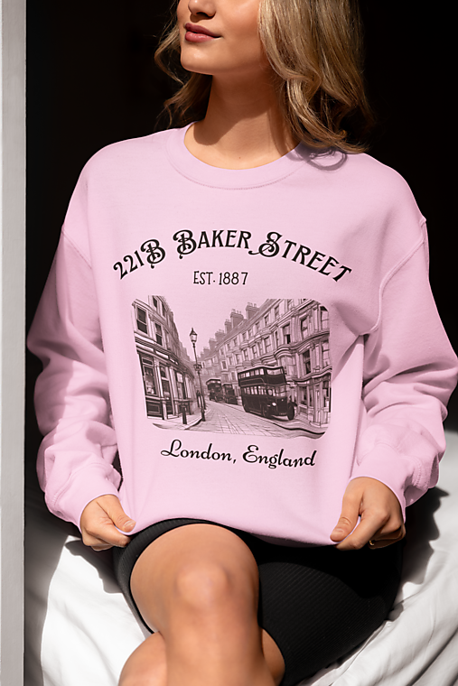 Literárna mikina 221B Baker Street / Sherlock Holmes - Ružová