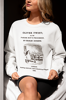 Mikiny - Literárna mikina Oliver Twist - Charles Dickens - Biela - 16533679_