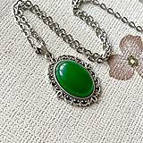 Náhrdelníky - Zľava 50% Green Jade Antique Silver Pendant / Prívesok so zeleným jadeitom E032 - 16534886_
