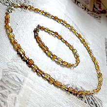 Sady šperkov - Citrine Stainless Steel Set / Náhrdelník a náramok citrín E032 (Set náramok, náhrdelník) - 16534844_