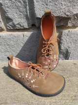 Ponožky, pančuchy, obuv - Barefoot maľované polobotky hnedé - 16534475_
