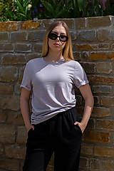 Topy, tričká, tielka - Tričko s prúžkom z organickej bavlny UNISEX MISTY GREY - 16534348_