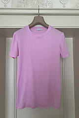 Topy, tričká, tielka - Tričko s prúžkom z organickej bavlny UNISEX okrúhly výstrih MINX PINK - 16534364_