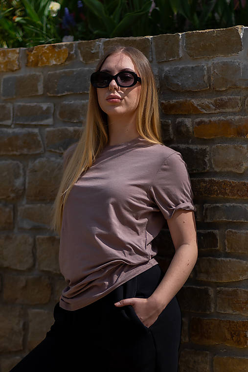 Topy, tričká, tielka - Tričko z organickej bavlny UNISEX MISTY BROWN - 16534379_