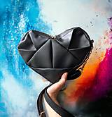 Kabelky - Srdce čierne - origami kabelka cez rameno - 16535612_