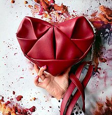 Kabelky - Srdce bordové - origami kabelka cez rameno - 16535603_