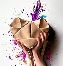 Kabelky - Srdce pudrové - origami kabelka cez rameno - 16535615_