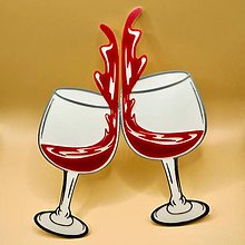 Dekorácie - Dekorácia na tortu "Štrngajúce poháre s červeným vínom" - 16535061_