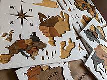 Dekorácie - 3D Drevená mapa sveta na stenu - 16536494_