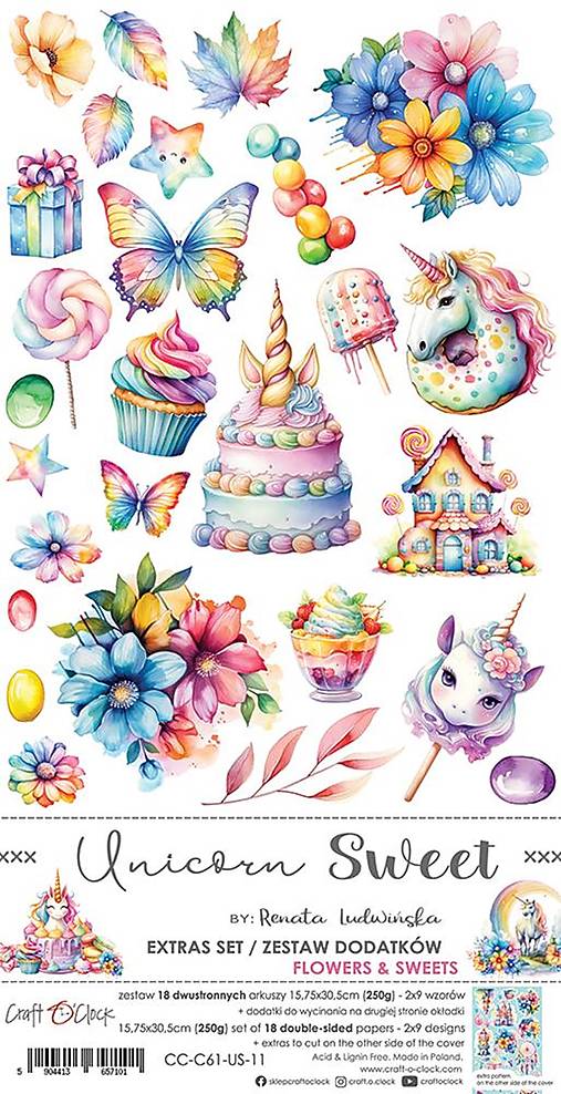 Papier - Scrapbook papier dodatkový Unicorn Sweet - 16539351_