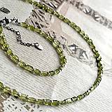 Sady šperkov - Peridot Stainless Steel Set / Náhrdelník a náramok olivín E032 - 16539257_