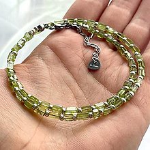 Sady šperkov - Peridot Stainless Steel Set / Náhrdelník a náramok olivín E032 (Náhrdelník) - 16539276_