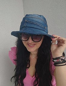 Čiapky, čelenky, klobúky - Letní riflový klobouk - 16538034_