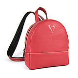Batohy - Moderný malý ruksak z pravej kože v červenej farbe - 16538233_