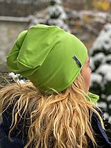 Čiapky, čelenky, klobúky - Bavlnená čiapka , nákrčník alebo set farba zelená. - 16538305_